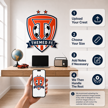 Custom Printed Club Badge Logo Wall Sticker - Personalised Football/Sports Decal