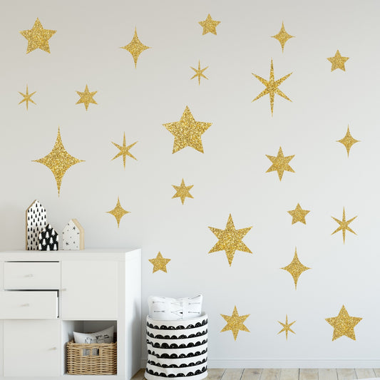 Kids Wall Sticker - Glitter Stars Wall Decal Set