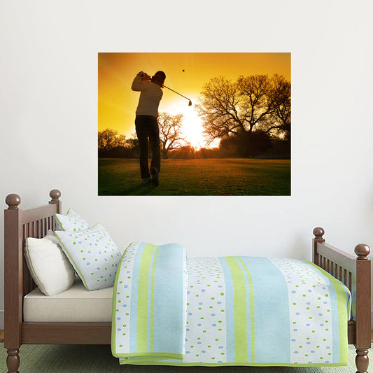 Golfer Sunset Wall Sticker