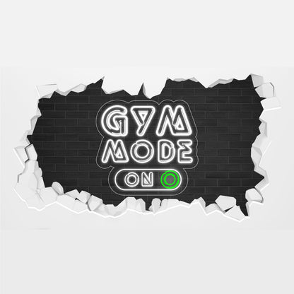 Gym Wall Sticker - Gym Mode On Neon Broken Wall