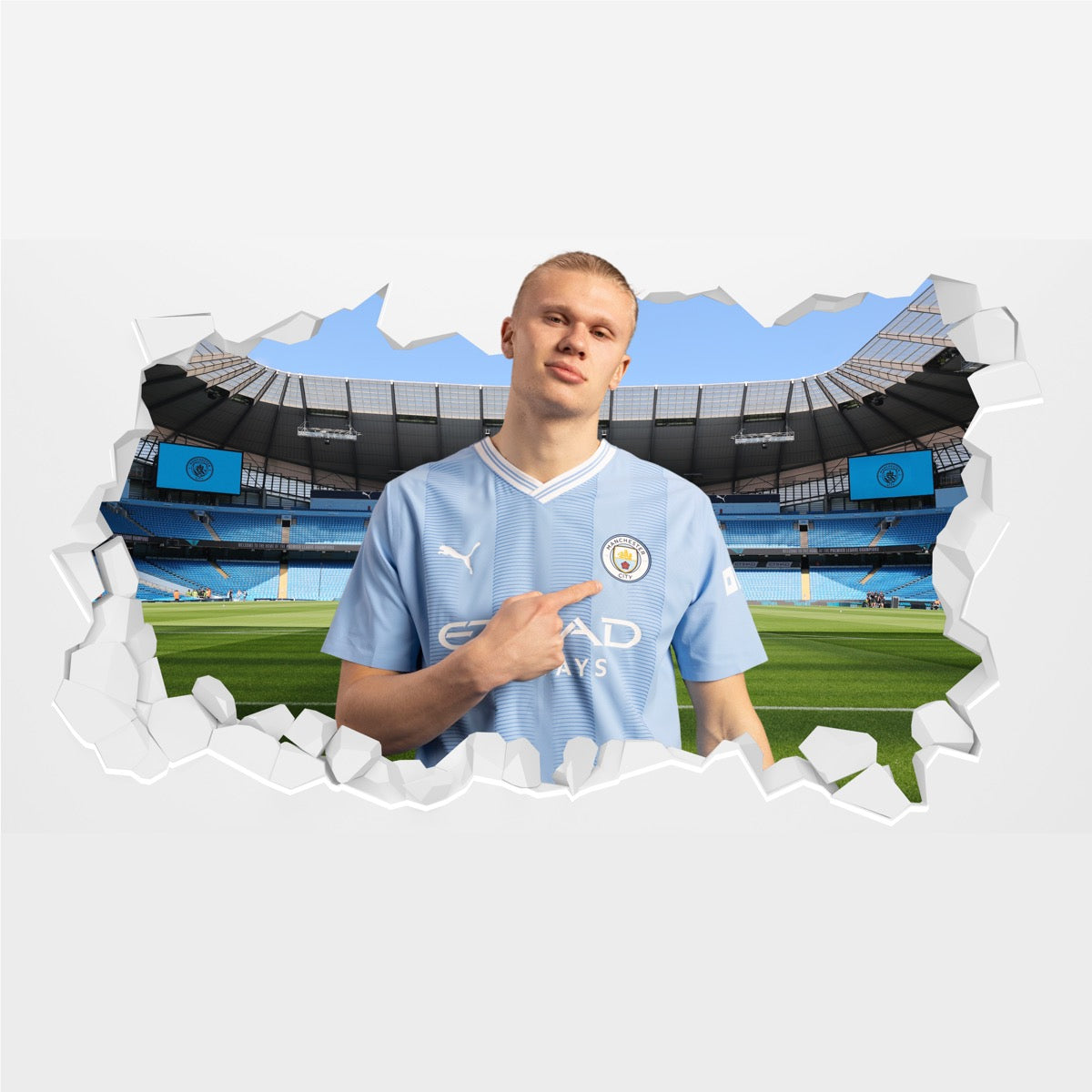 Manchester City Football Club - Haaland 23/24 Broken Wall Sticker + Bonus Decal Set