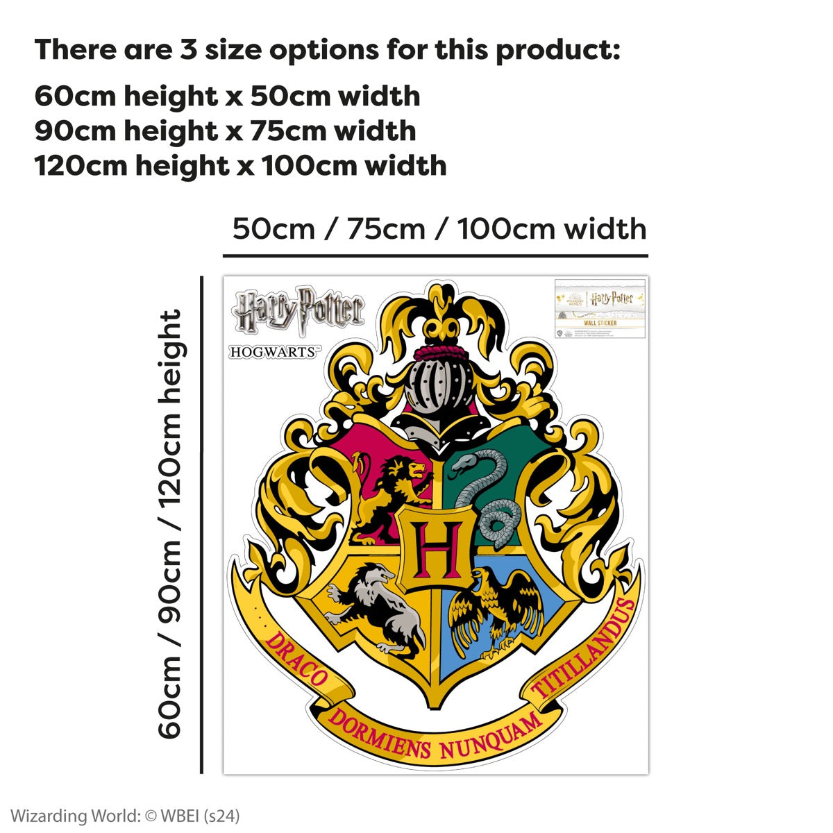 HARRY POTTER Wall Sticker - Hogwarts Crest Wall Decal Wizarding World Art