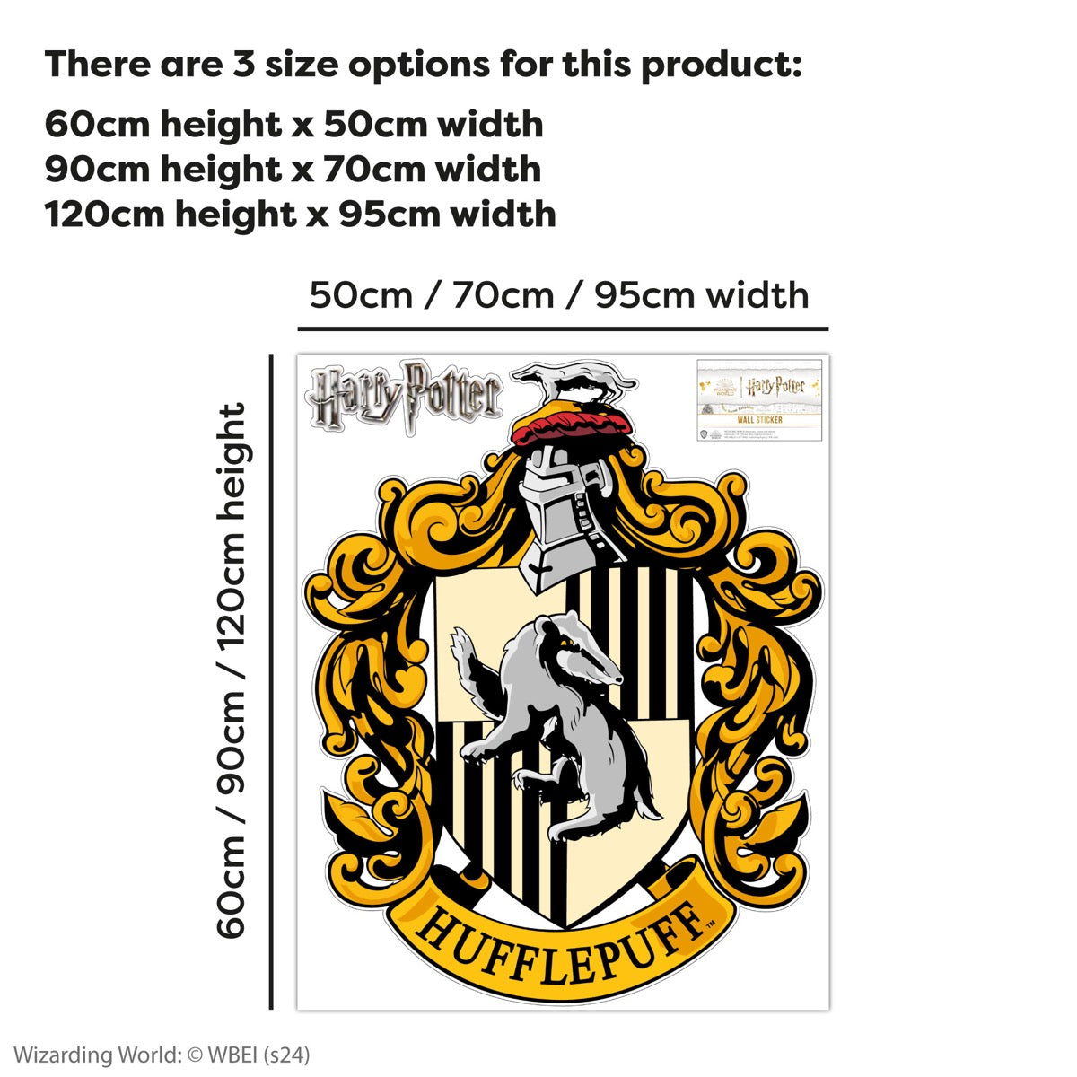 HARRY POTTER Wall Sticker - Hufflepuff Crest Wall Decal Wizarding World Art