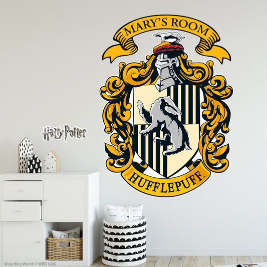 HARRY POTTER Wall Sticker - Hufflepuff Personalised Crest Wall Decal Wizarding World Art