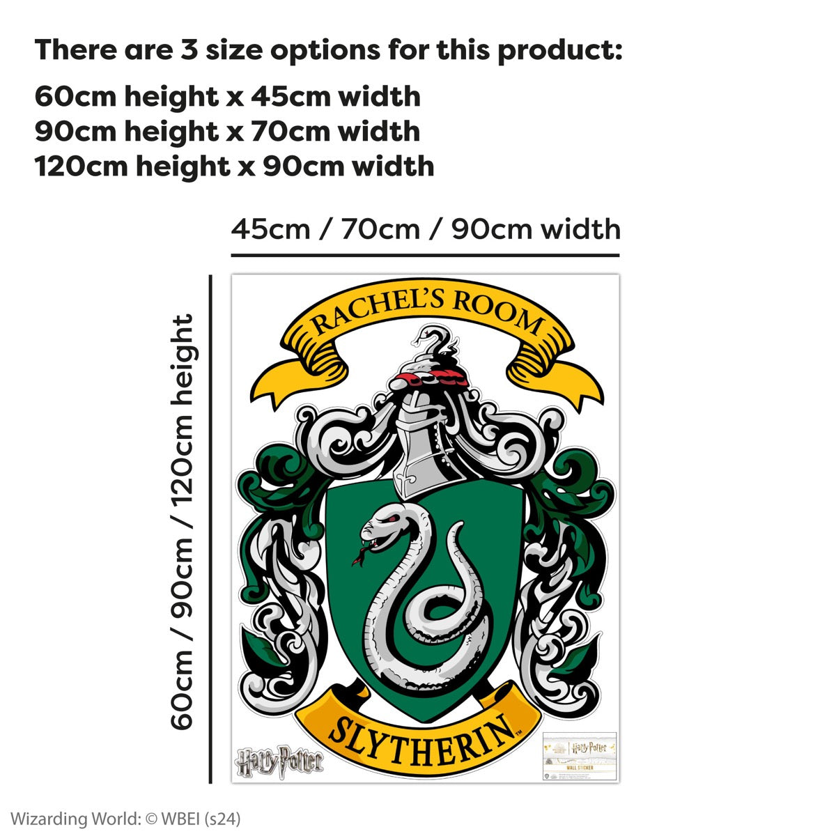 HARRY POTTER Wall Sticker - Slytherin Personalised Crest Wall Decal Wizarding World Art