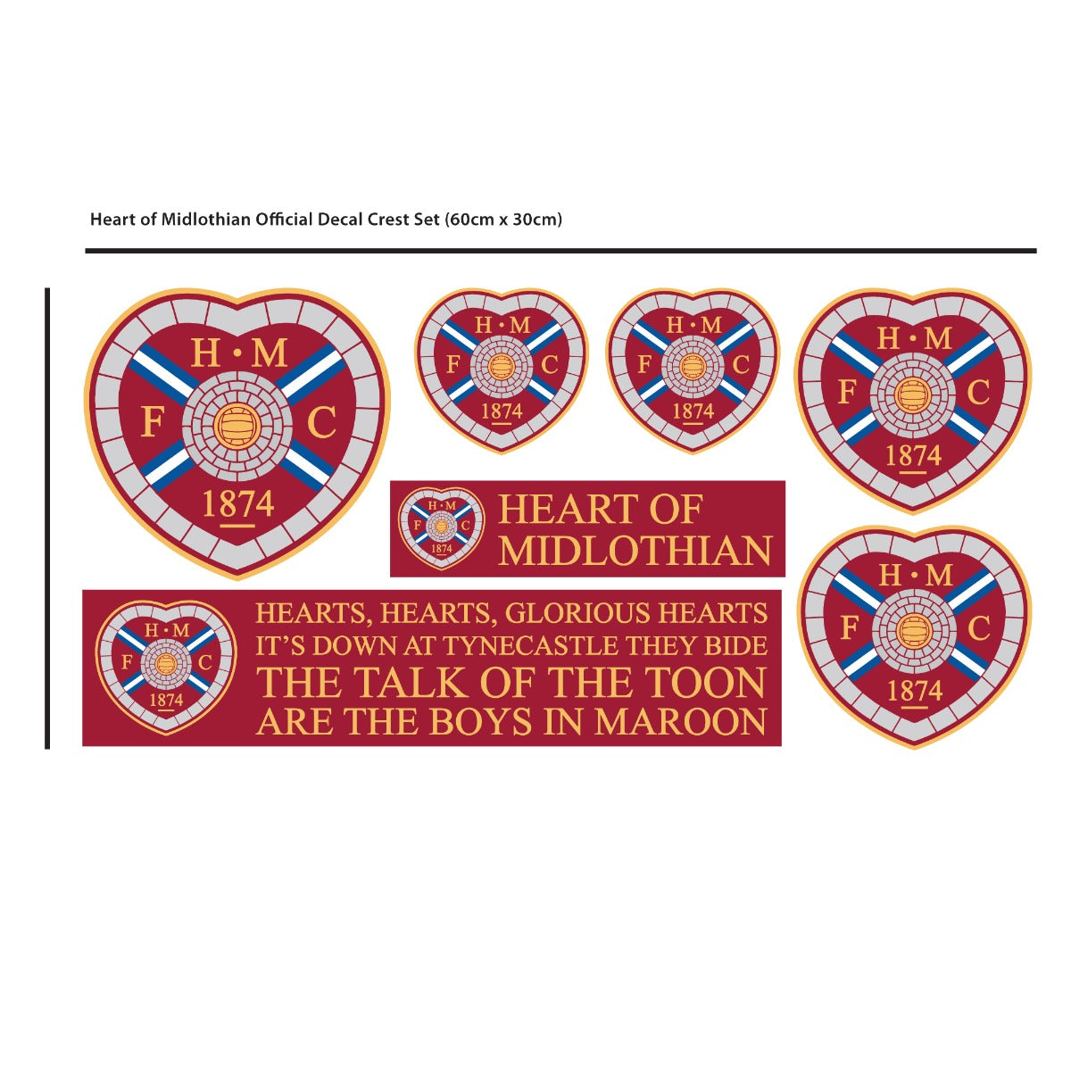 Hearts Football Club - Hearts Crest + Wall Sticker Set