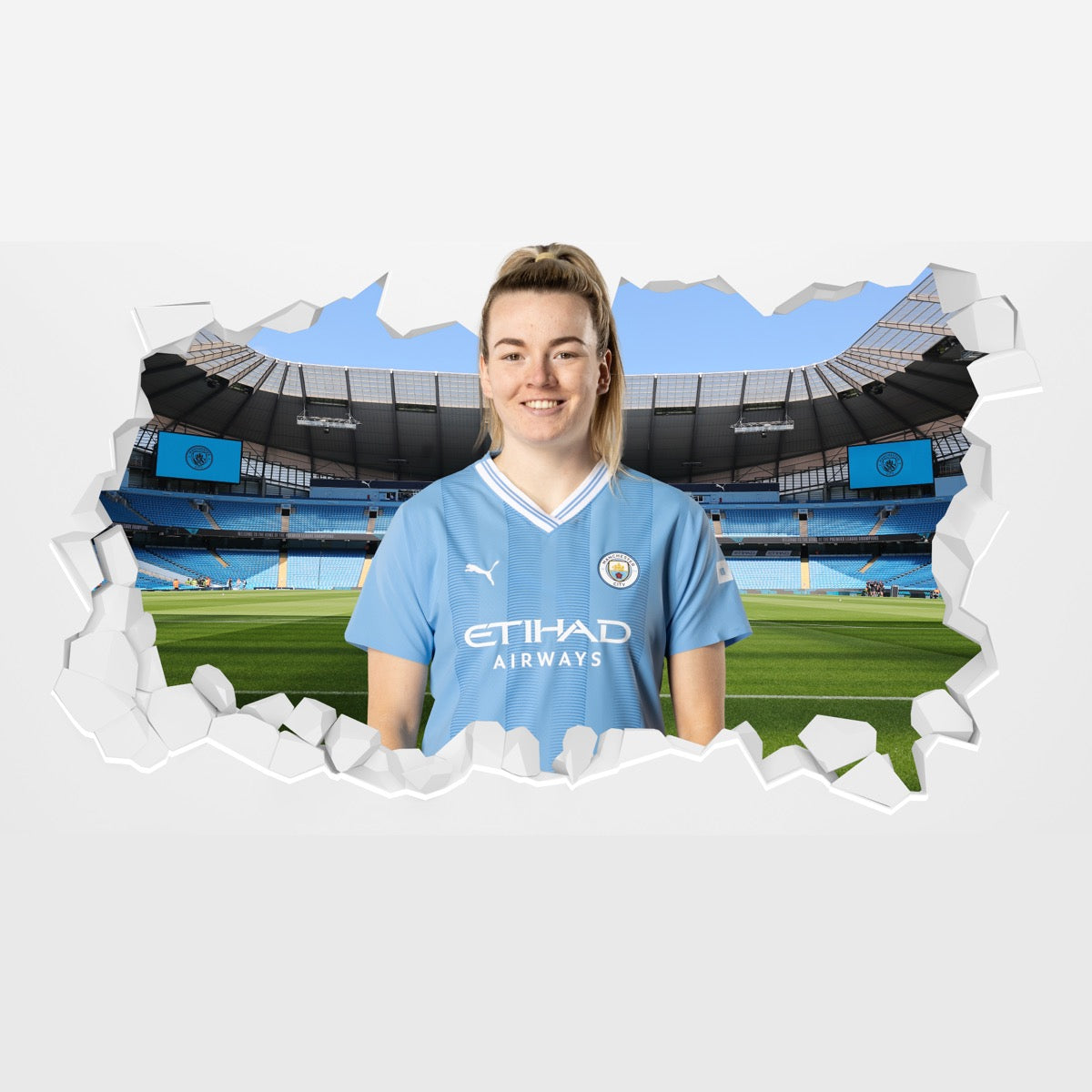 Manchester City Football Club - Lauren Hemp 23-24 Broken Wall Sticker + Bonus Decals