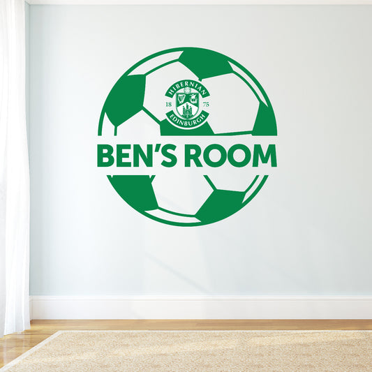 Hibernian Hibs Ball Design Personalised Name Wall Sticker