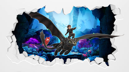 How To Train Your Dragon - Hiccup & Toothless Broken Wall Sticker