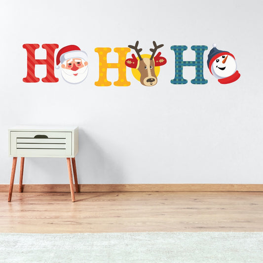 Christmas Ho Ho Ho Santa Reindeer Snowman Wall Sticker
