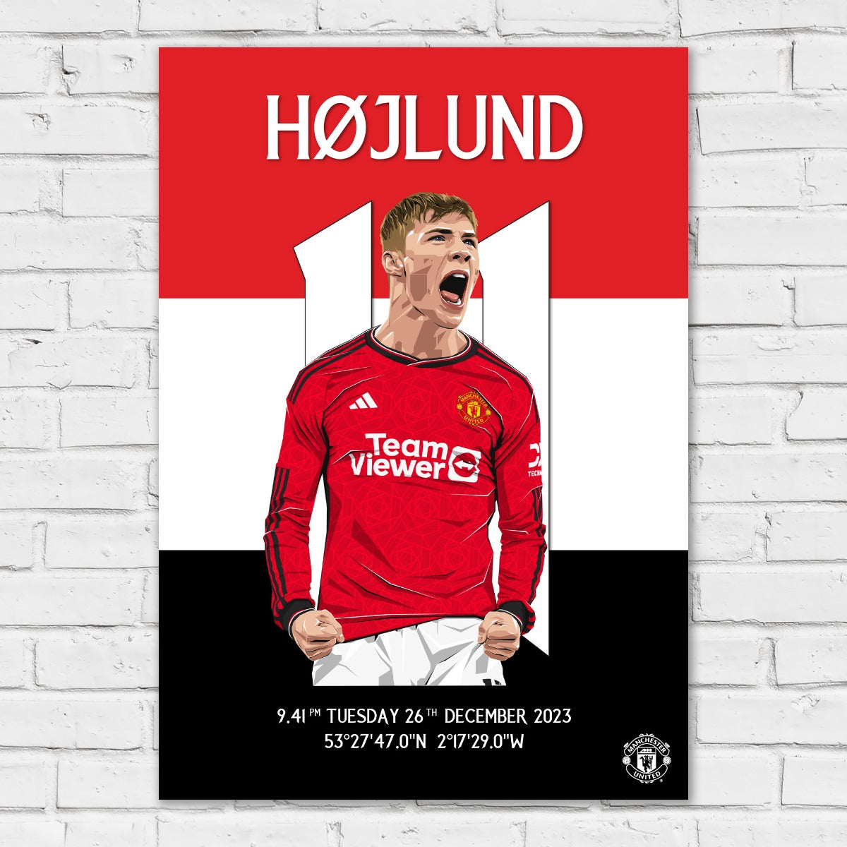 Manchester United FC Print - Hojlund Goal Celebration Illustration Poster