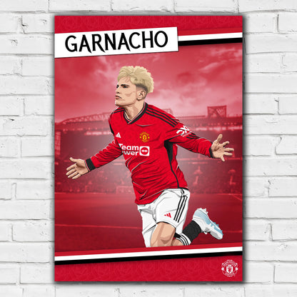 Manchester United FC Print - Garnacho 23/24 Illustration Player Poster Football Wall Art