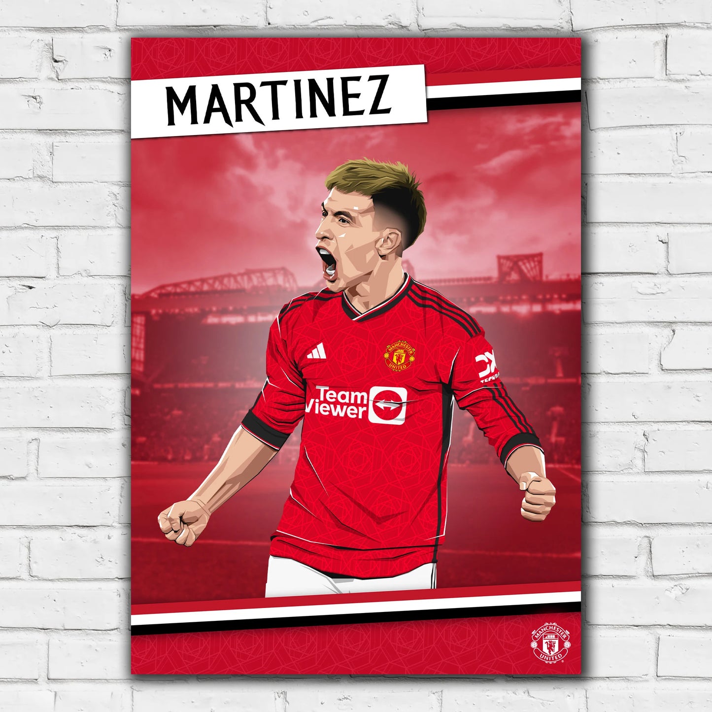 Manchester United FC Print - Lisandro Martínez 23/24 Illustration Player Poster Football Wall Art