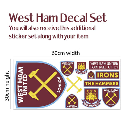 West Ham United Football Club - Personalised Football Shirt 23/24 Wall Sticker + Hammers Decal Set