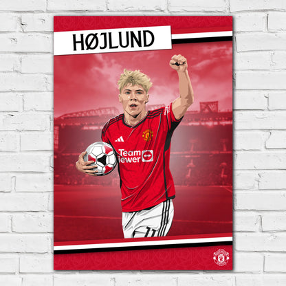 Manchester United FC Print - Hojlund 23/24 Illustration Player Poster Football Wall Art