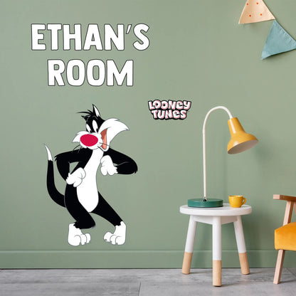 Looney Tunes Wall Sticker - Sylvester and Personalised Name Wall Decal Art