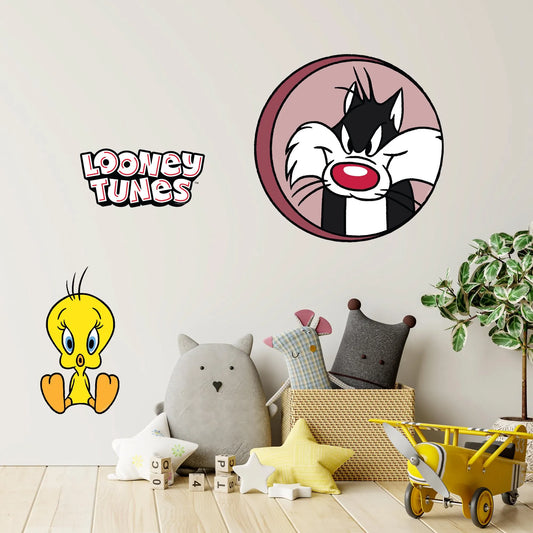 Looney Tunes Wall Sticker - Sylvester Hole in Wall and Tweety Wall Decal Art