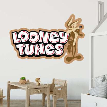 Looney Tunes Wall Sticker - Wile E Coyote Stood With Logo Wall Decal Art