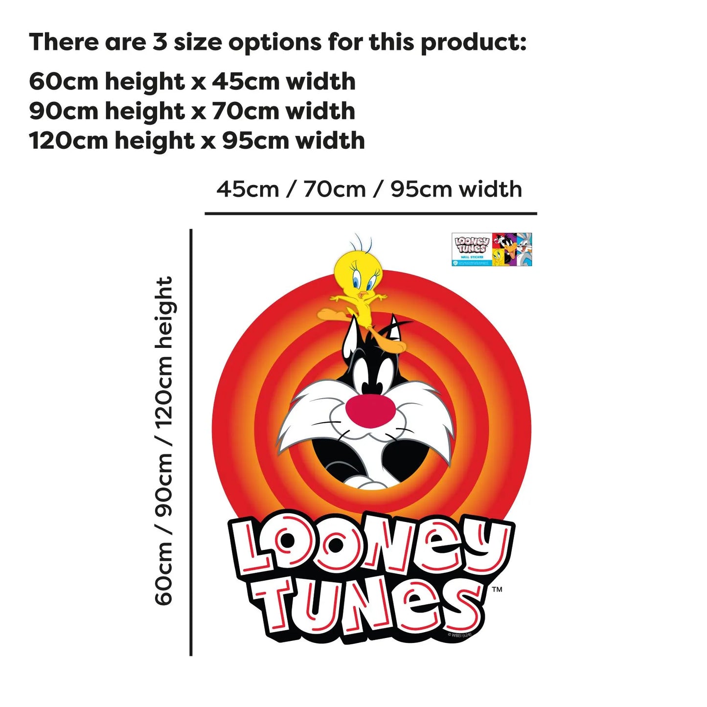 Looney Tunes Wall Sticker - Sylvester and Tweety Red Circle Logo Wall Decal Art
