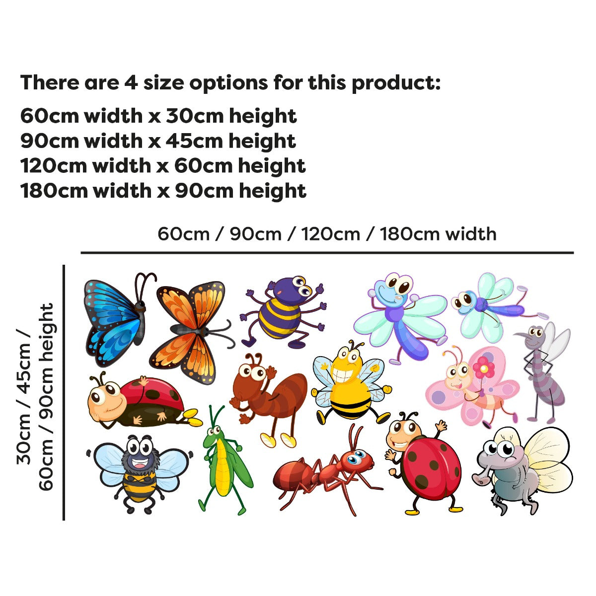 Nursery Wall Sticker - Colourful Insects Wall Decal Set