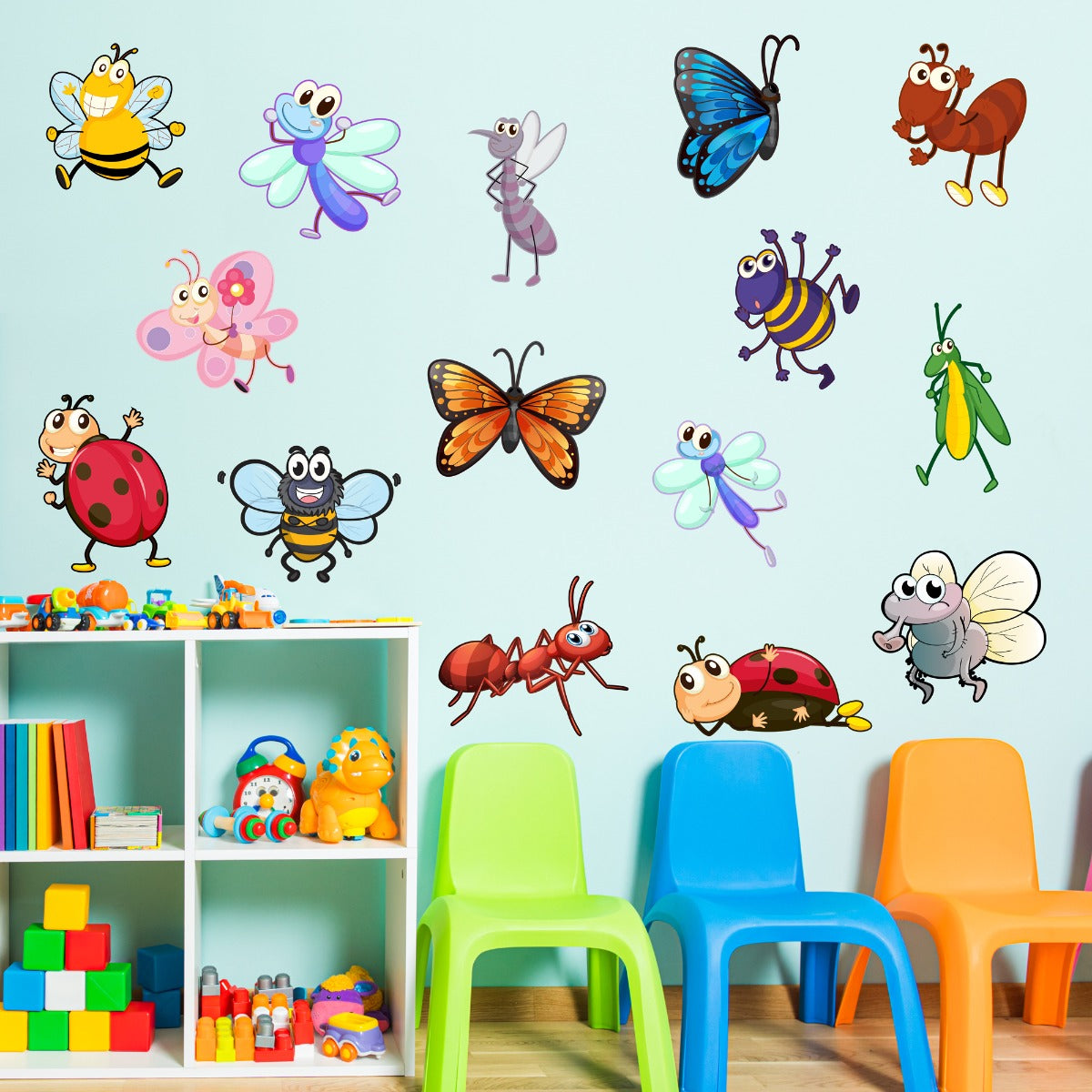 Insect Wall Decals Bugs & Blossoms Wall Mural Sticker Kit JUMBO SET