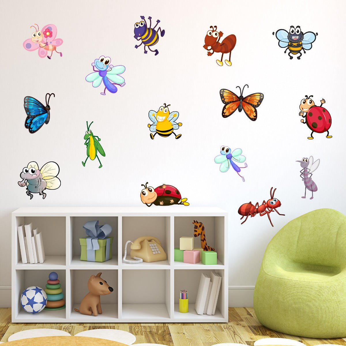 Nursery Wall Sticker - Colourful Insects Wall Decal Set