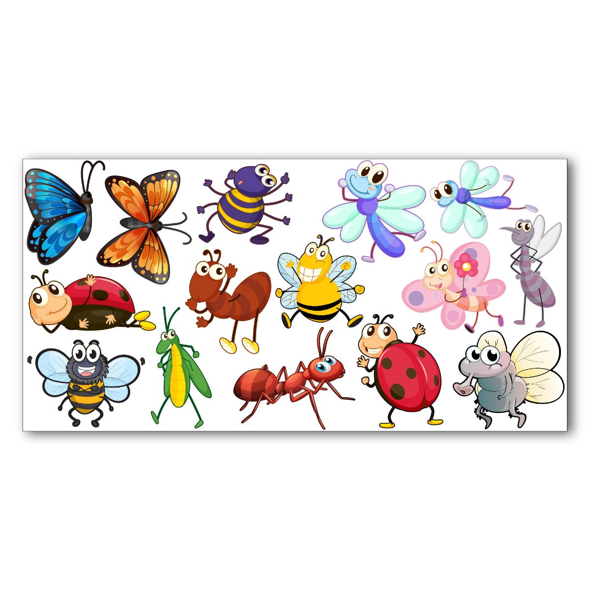 Nursery Wall Sticker - Colourful Insects Wall Decal Set