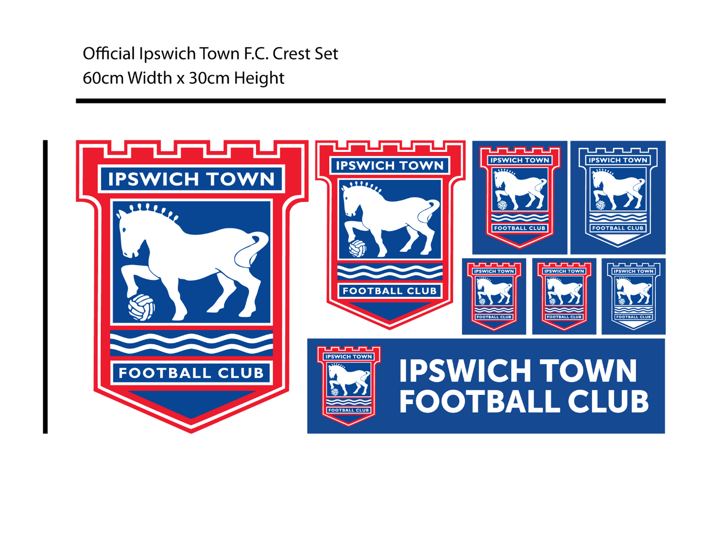 Ipswich Town F.C. - Ball Design & Personalised Name + Blues Wall Sticker Set
