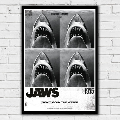 Jaws Print - Black and White 4 Sharks