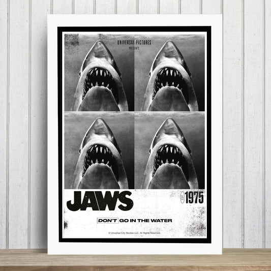 Jaws Print - Black and White 4 Sharks