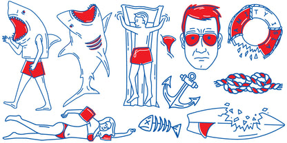 Jaws Beach Wall Sticker Set