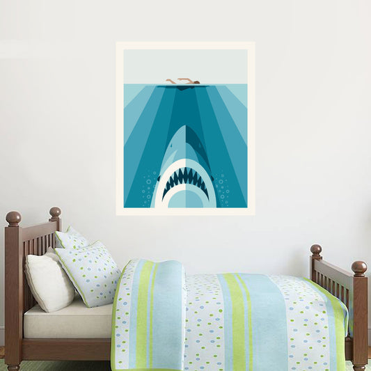 Jaws Wall Sticker Stylized Shark Graphic