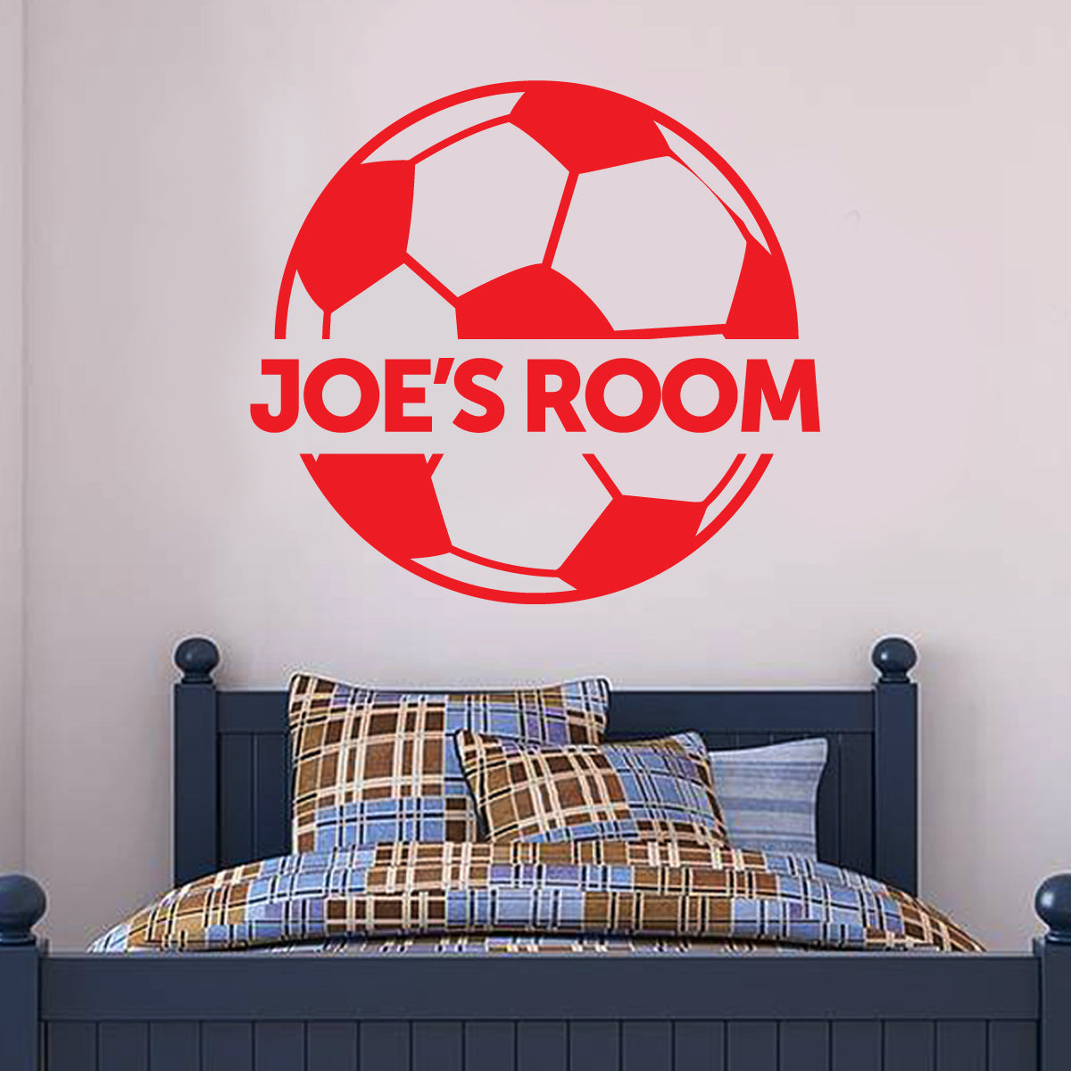 Red Football Design & Name Wall Sticker