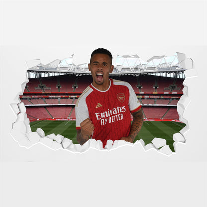 Arsenal Football Club - Gabriel Jesus 23-24 Broken Wall Sticker + Gunners Decal Set