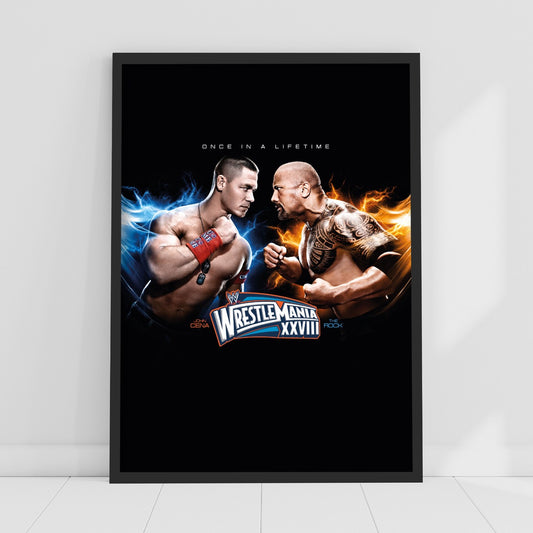 WWE Print - John Cena The Rock Once in a Lifetime Flames Poster