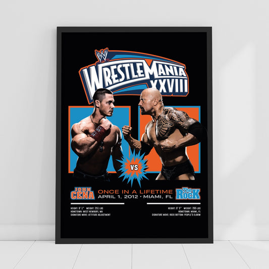 WWE Print - John Cena The Rock WrestleMania Graphic Poster
