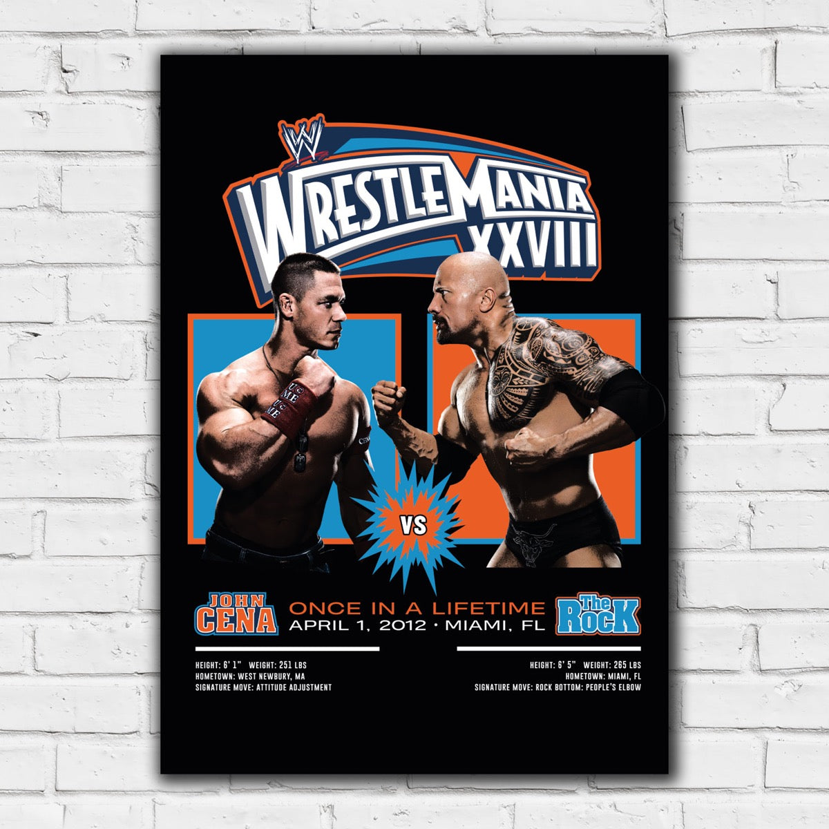 WWE Print - John Cena The Rock WrestleMania Graphic Poster