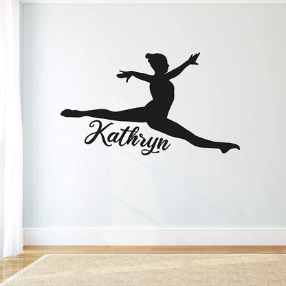 Gymnastics Jump Personalised Name Wall Sticker