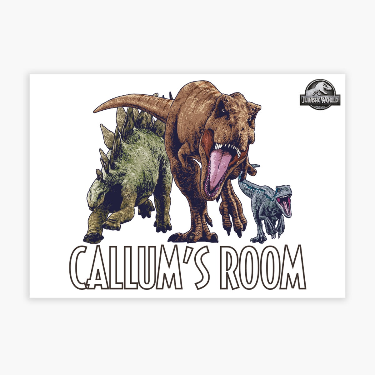 Jurassic World Print - 3 Dinosaurs with Personalised Name