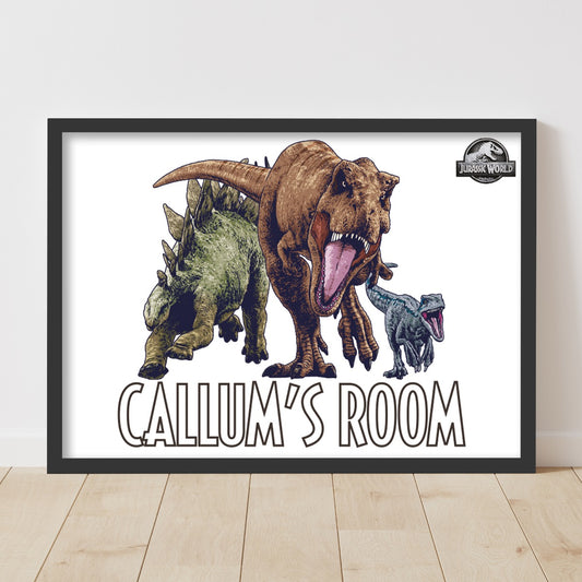 Jurassic World Print - 3 Dinosaurs with Personalised Name