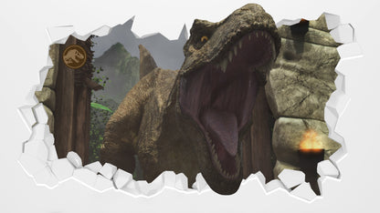 Jurassic World Camp Cretaceous Wall Sticker - T-Rex Roaring Broken Wall