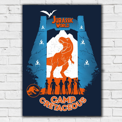 Jurassic World Camp Cretaceous Print - Orange and Blue Gates Silhouette