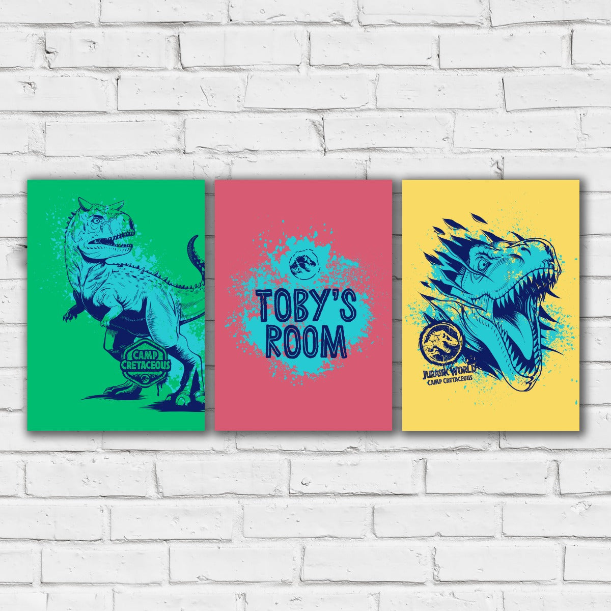 Jurassic World Camp Cretaceous Prints - Personalised Colourful Set of 3 Posters