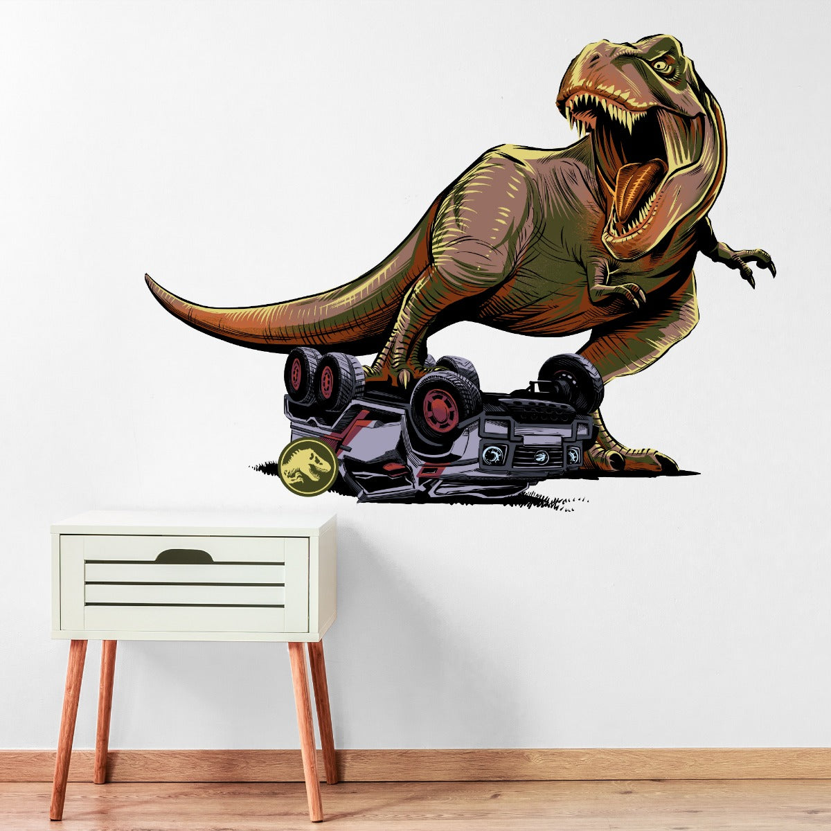 Jurassic World Camp Cretaceous Wall Sticker - T- Rex Crushing Car