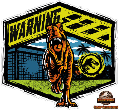 Jurassic World Camp Cretaceous Wall Sticker - T- Rex Warning Sign