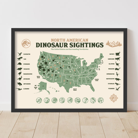 Jurassic World Print - Dinosaur Sightings Map