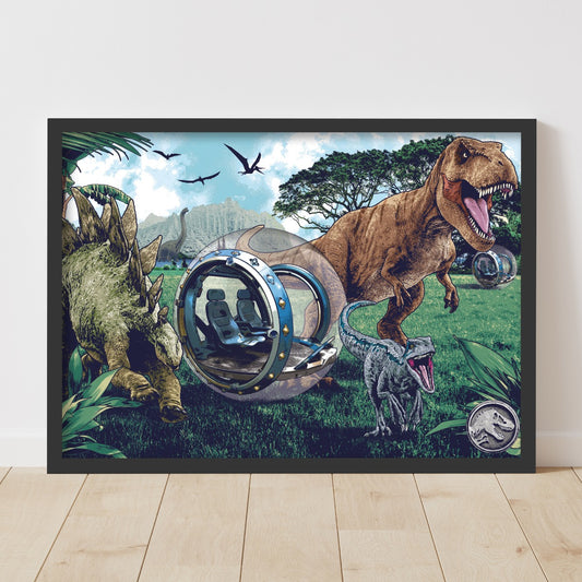 Jurassic World Print - Dinosaurs and Gyropshere