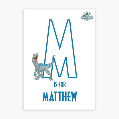 Jurassic World Print - Velociraptor with Personalised Letter and Name