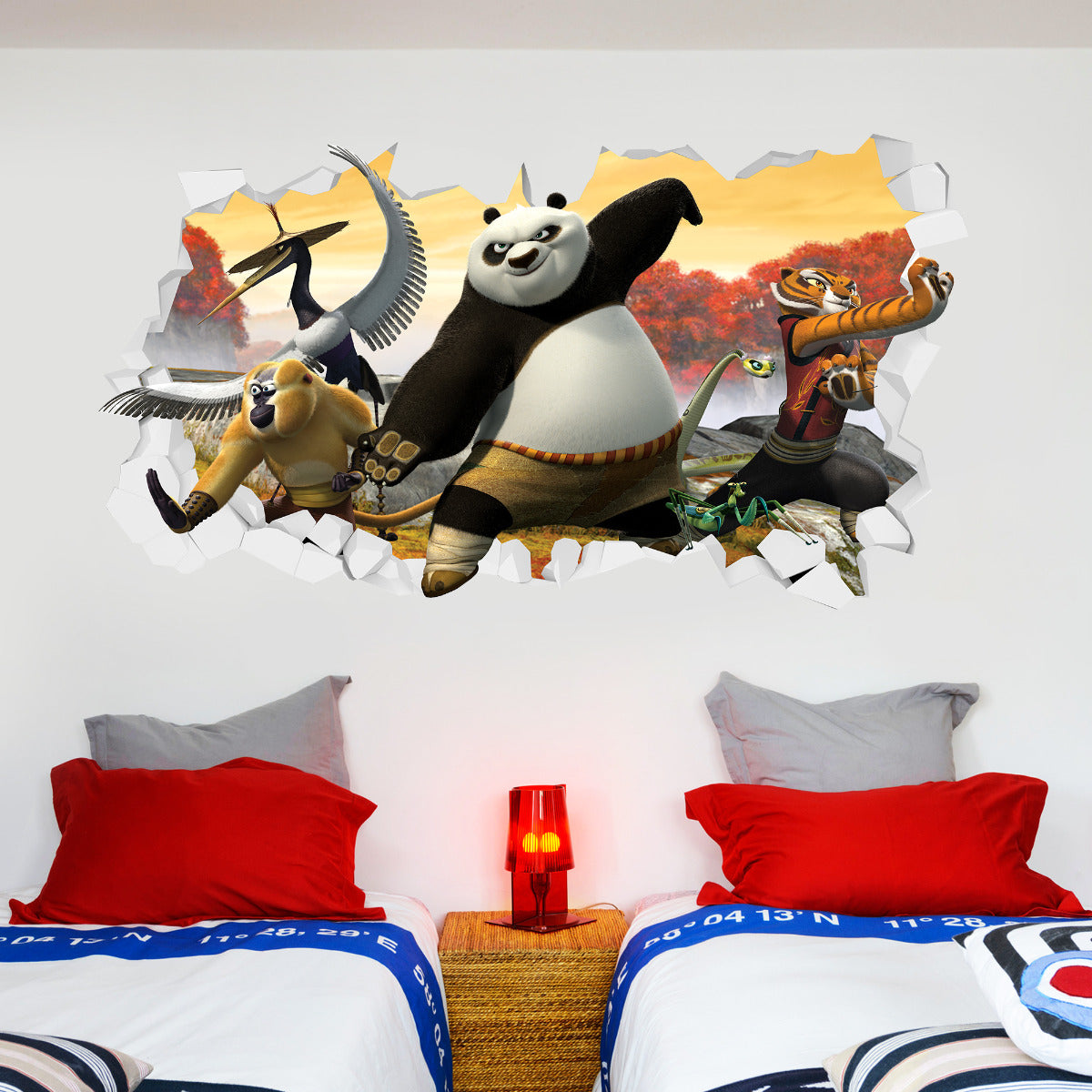 Kung Fu Panda Group Broken Wall Sticker