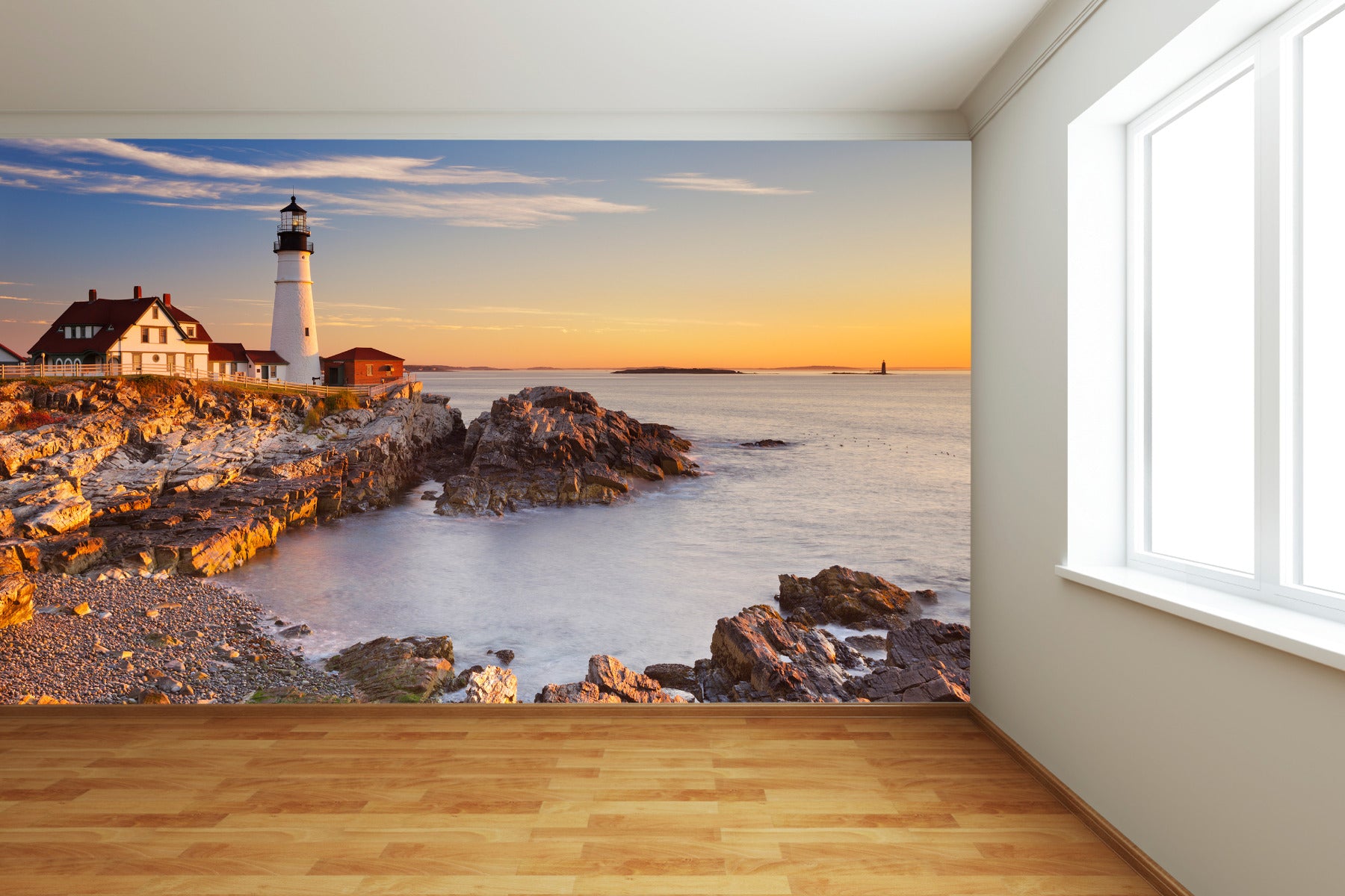 Lighthouse and Coastline Wall Mural – www.themed.co.uk